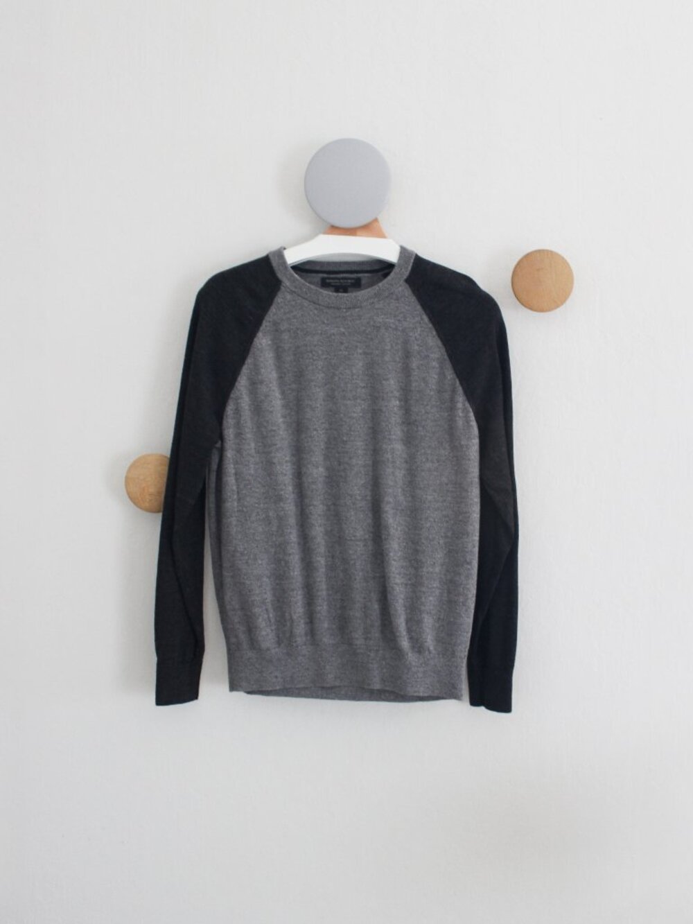 Mens Banana Republic Black & Gray Crewneck Sweater / Pullover Organic Cotton MED